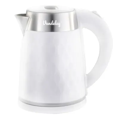 Vandelay Stainless Steel Electric Kettle (1.7L) | Double Wall, Cool Touch With Dry-Boil Protection | Auto Cut Off (White, 1.8 Liter, 1500 Wa at ₹649