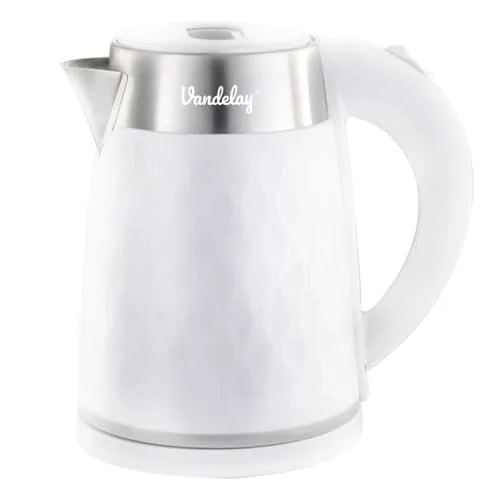 Vandelay Stainless Steel Electric Kettle (1.7L) | Double Wall, Cool Touch With Dry-Boil Protection | Auto Cut Off (White, 1.8 Liter, 1500 Wa at ₹649