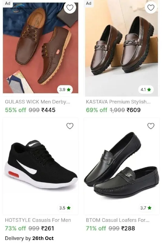 Flat 75% Off on Mens Loafers