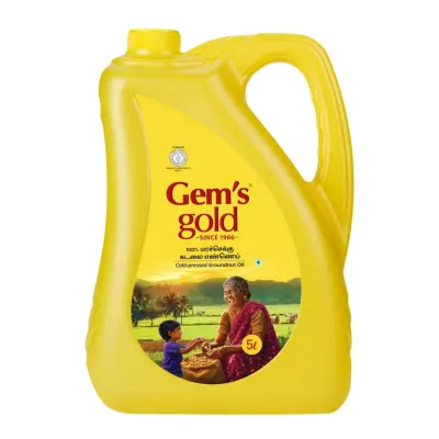 Fast : Gem's Gold Cold Pressed Groundnut Oil 5 Ltr at ₹799