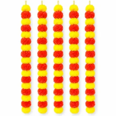 Upyog Artificial Marigold Flower Garland Strings Decorative Hanging Toran, Yellow & Orange at ₹98