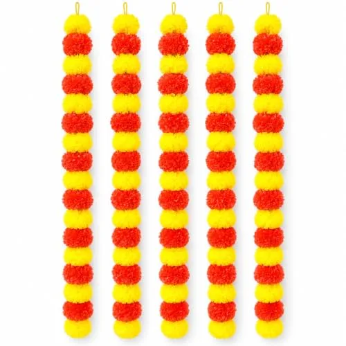 Upyog Artificial Marigold Flower Garland Strings Decorative Hanging Toran, Yellow & Orange at ₹98