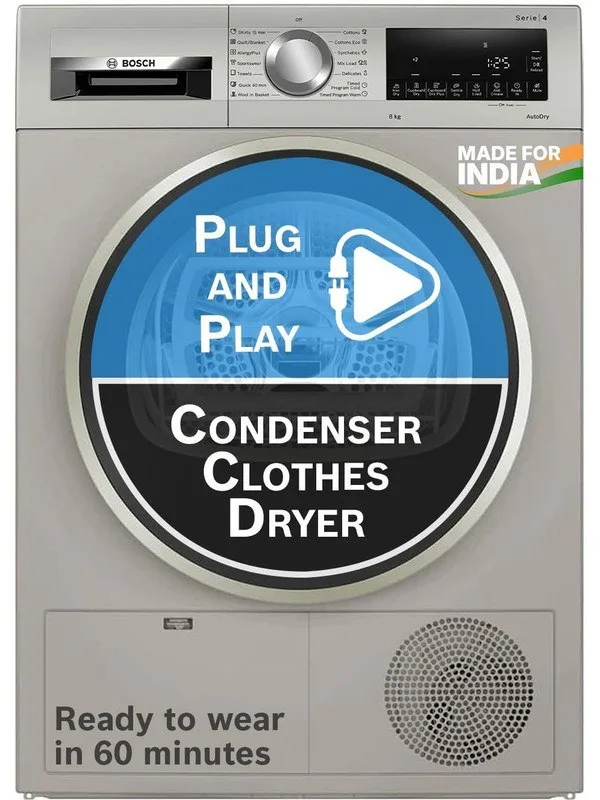 Bosch 8 Kg Tumble Dryer In Built Heater Grey at ₹27,740