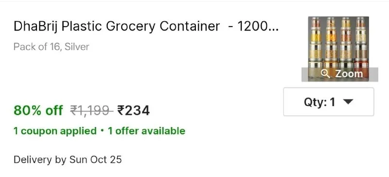 DhaBrij Plastic Grocery Container - 1200 ml, 650 ml, 350 ml, 250 ml at ₹234