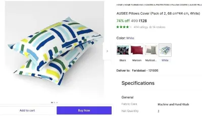 Pillows Cover (Pack of 2) at ₹128