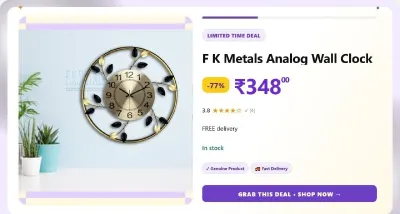 Metals Analog Wall Clock at ₹348