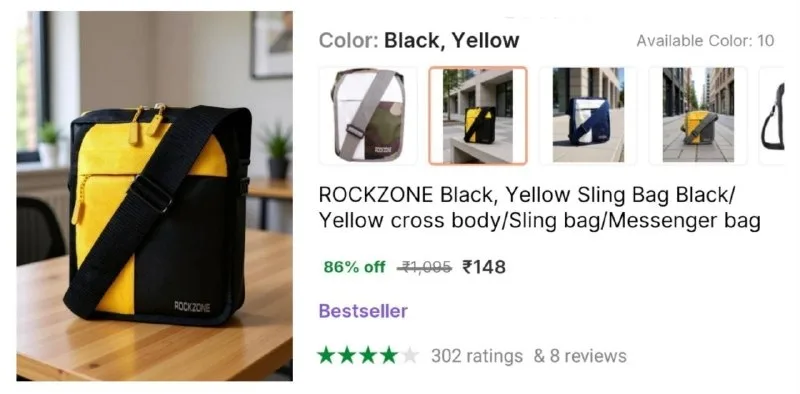 Cross Body Sling Bag at ₹148