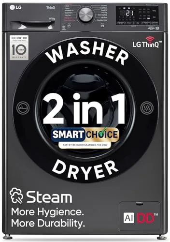 LG Smart Choice, 9 Kg (Wash) / 5 Kg (Dry), Ai Direct Drive Technology, Steam, TurboWash & Wi-Fi Fully Automatic Front Load Washer at ₹42,240