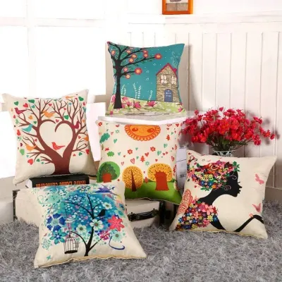 AEROHAVEN Cotton 175TC Cushion Cover, 12 x 12 Inch, Multicolour, Set of 5 at ₹165