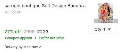 sarngin boutique Self Design Bandhani Georgette Saree at ₹223