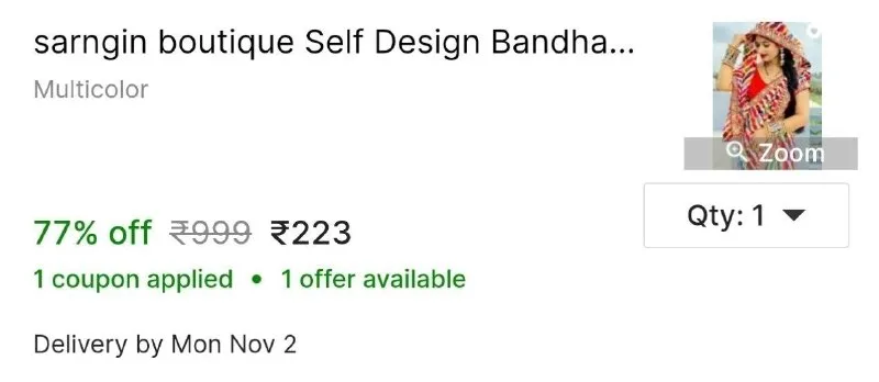 sarngin boutique Self Design Bandhani Georgette Saree at ₹223