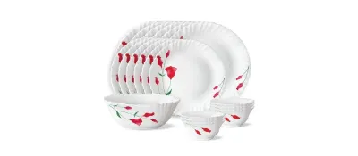 Larah by BOROSIL Diana Opalware Dinner Set, (19-Pieces, White) at ₹1,620