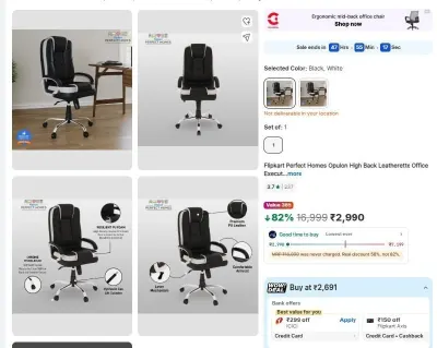 Perfect Homes High Back Leatherette Office Executive Chair at ₹2,990