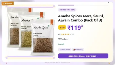Amoha Spices Jeera, Saunf, Ajwain Combo (Pack Of 3) at ₹119