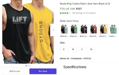 Gym Vest (Pack of 2) at ₹157