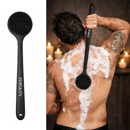 Episkey Soft Silicone Back Scrubber Shower Bath Brush with Long Handle | Flexible Bristles for Smooth Skin | Exfoliating Brush | Body Scrubb at ₹127