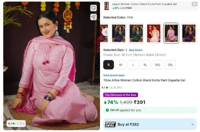 Tibra Attire Women Kurta Pant Dupatta Set at ₹391