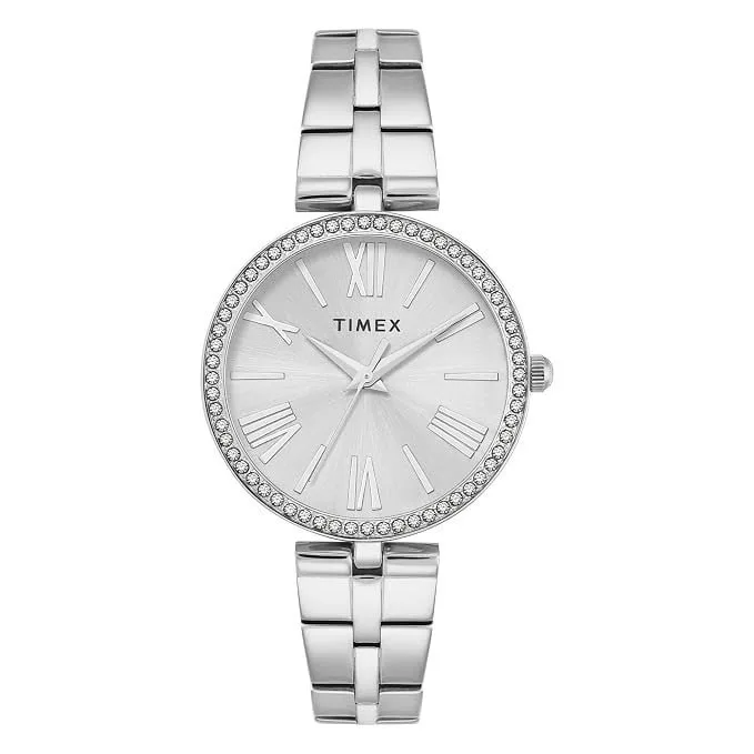 TIMEX Silver-Tone Round Dial Analog Women's Watch at ₹1,610