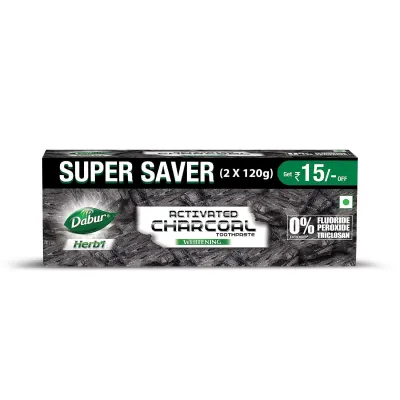 DABUR Herb'L Activated Charcoal Toothpaste (120g x 2) at ₹99