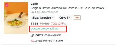 Cello Beige & Brown Aluminium Castello Die Cast Induction Flat Tawa at ₹524