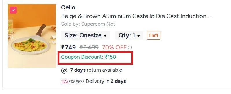 Cello Beige & Brown Aluminium Castello Die Cast Induction Flat Tawa at ₹524