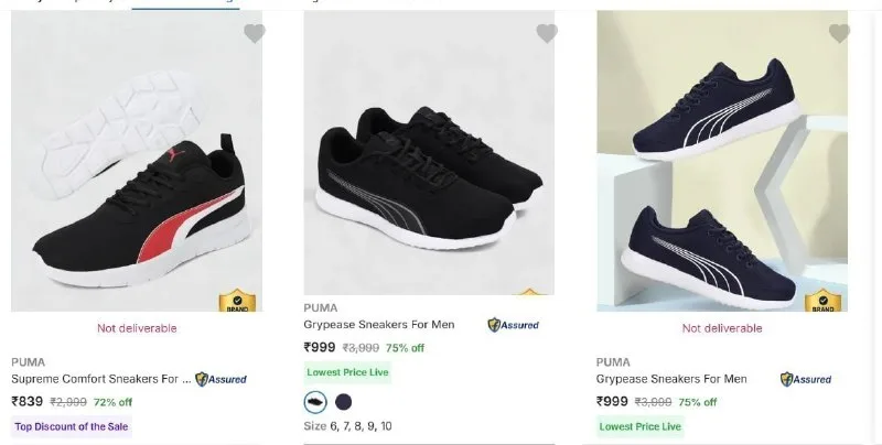 Upto 75% Off - Puma Mens Sports Shoes