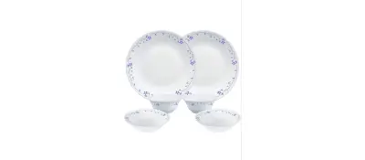Larah by Borosil Flora Opalware Dinner Set, 6 -Piece, White at ₹421