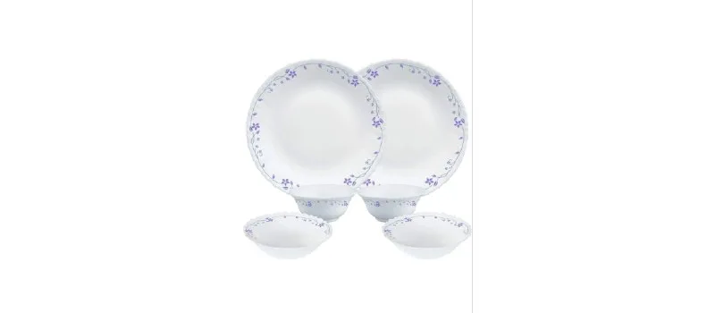 Larah by Borosil Flora Opalware Dinner Set, 6 -Piece, White at ₹421