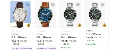 Min. 50% Off On Fossil & Armani Exchange Luxury Watches