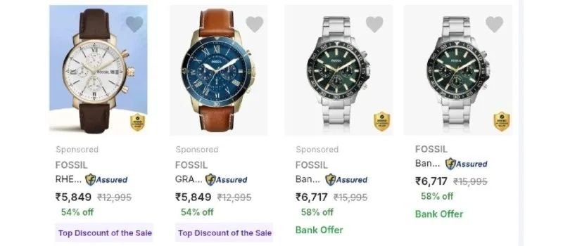 Min. 50% Off On Fossil & Armani Exchange Luxury Watches