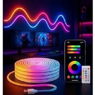 One94Store 5 Meter Smart LED Strip Light with App & Remote Control, Music Sync RGB Lights, 16 Million Colors, Flexible SMD Rope Light for Ga at ₹499