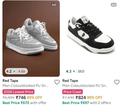 Min 85% Off on RedTape Sneakers