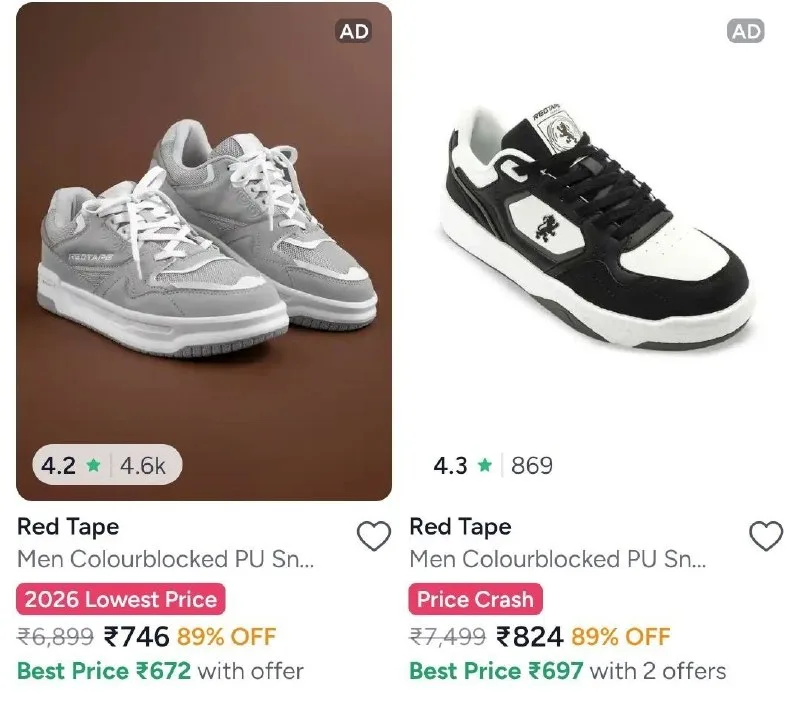 Min 85% Off on RedTape Sneakers