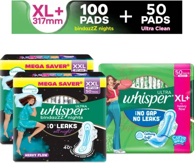 Whisper Exclusive Pack of 150 at ₹1,027