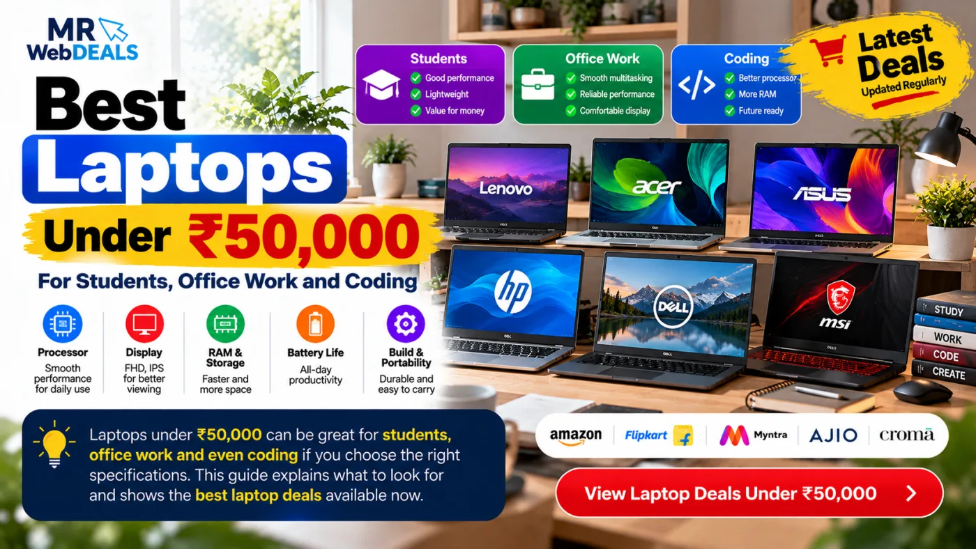 Best Laptops Under ₹50,000: For Students, Office Work and Coding